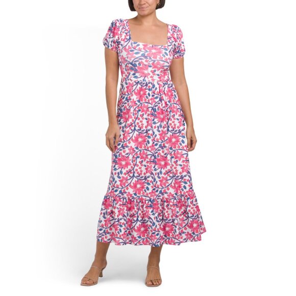 SMITH & QUINN Pink Short Sleeve Floral Maxi Dress - Picture 1 of 2